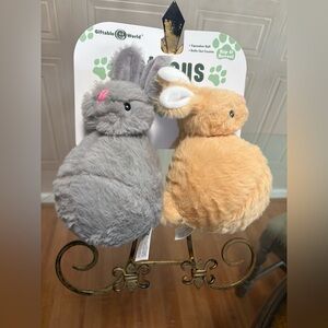 Giftable World  Set Of Animal Ball Bunnies 10”  & Frog 8”Dog Toy With Squeaker .